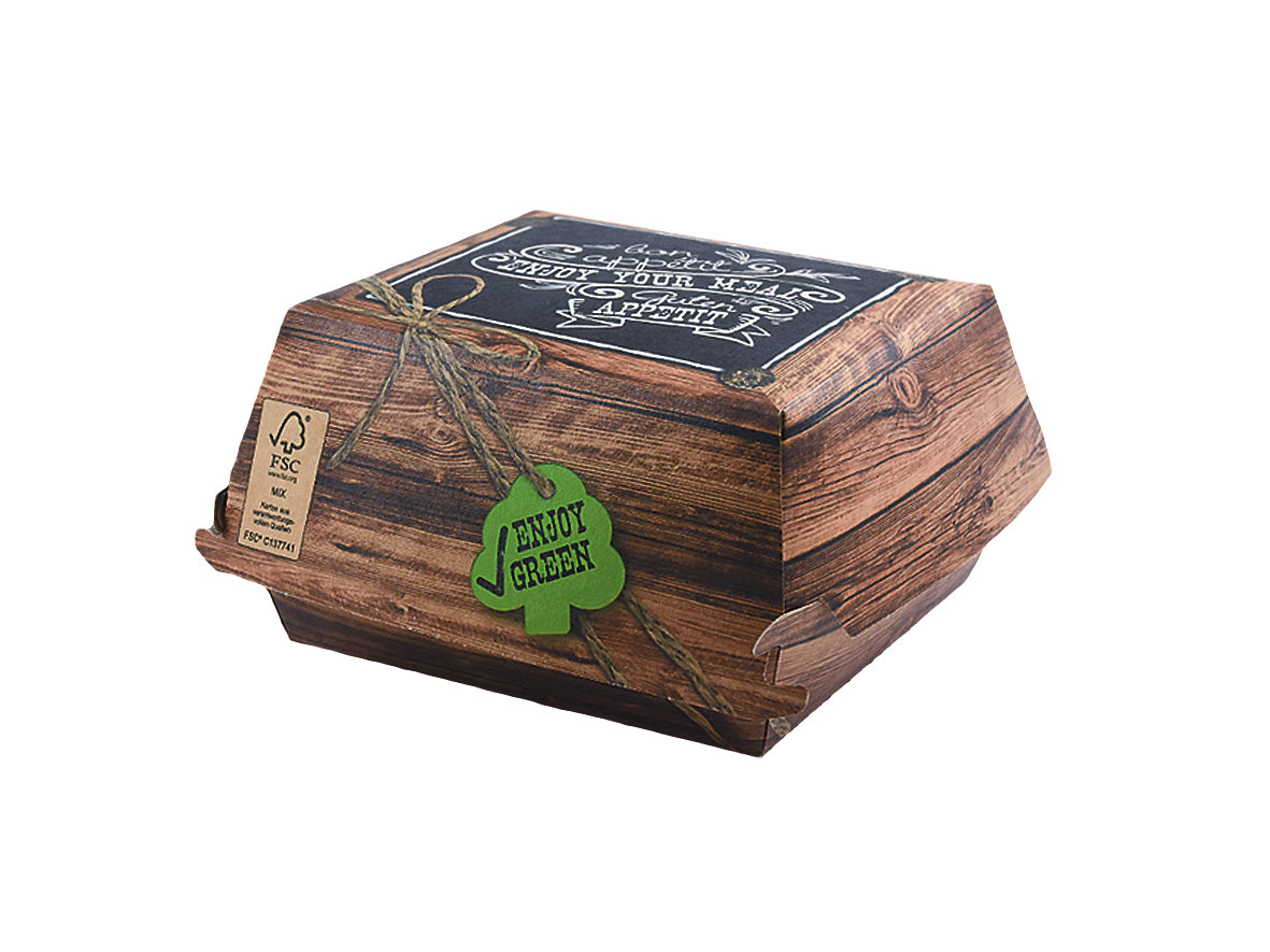 Hamburger Burger Box Pappe Enjoy Green 115x105x75mm - 400 Stück