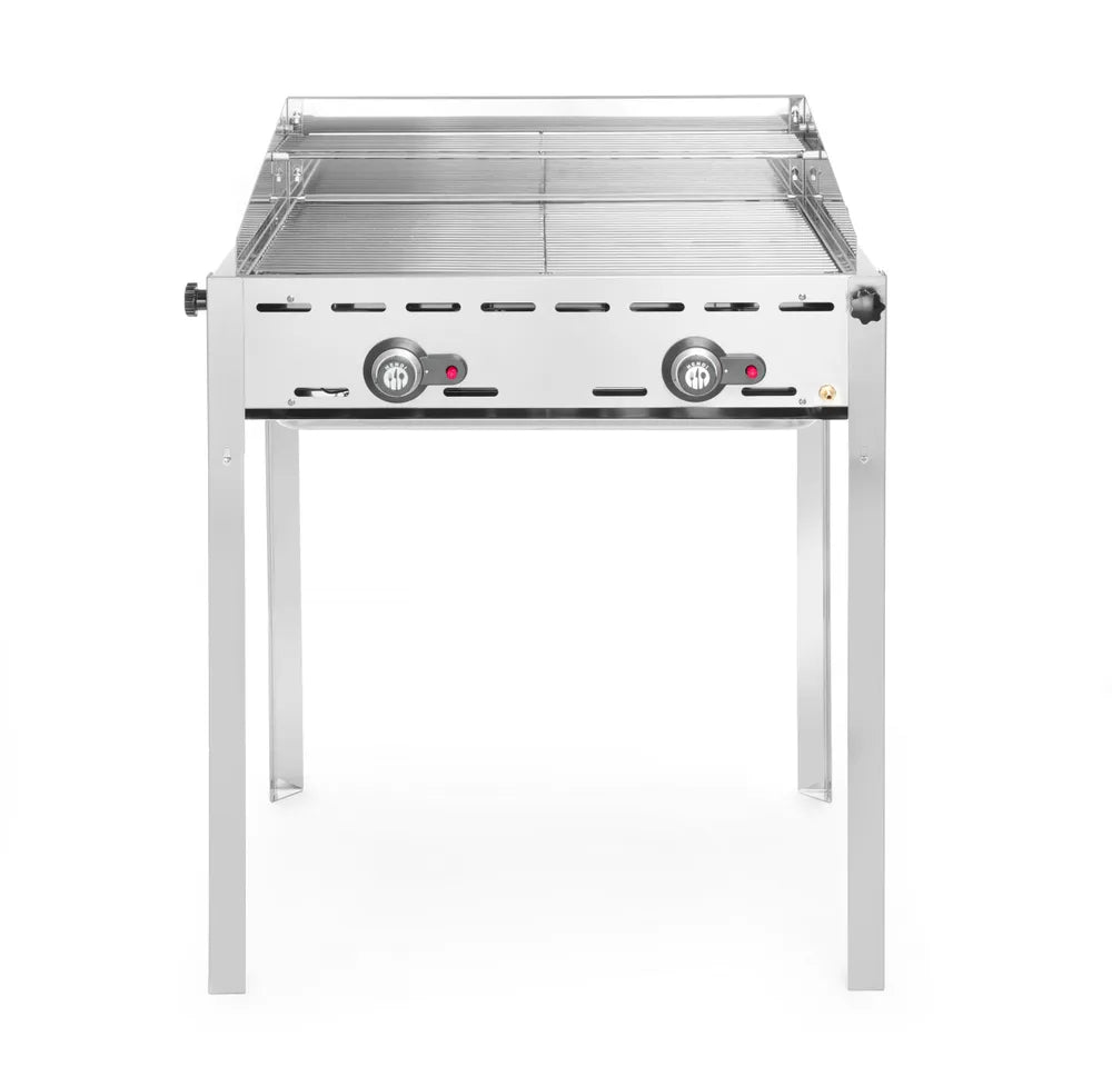Grillsystem Green Fire mit 2 Brennern, HENDI, Profi Line, 2 Edelstahl Grillroste GN 1/1, 11,6kW, 740x612x(H)825mm