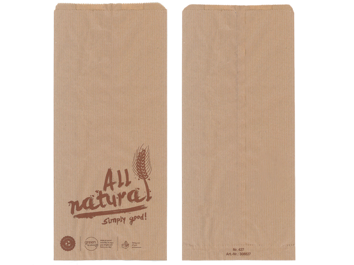 Bäckerbeutel Faltenbeutel braun ALL NATURAL 20+7x48cm - 500 Stück