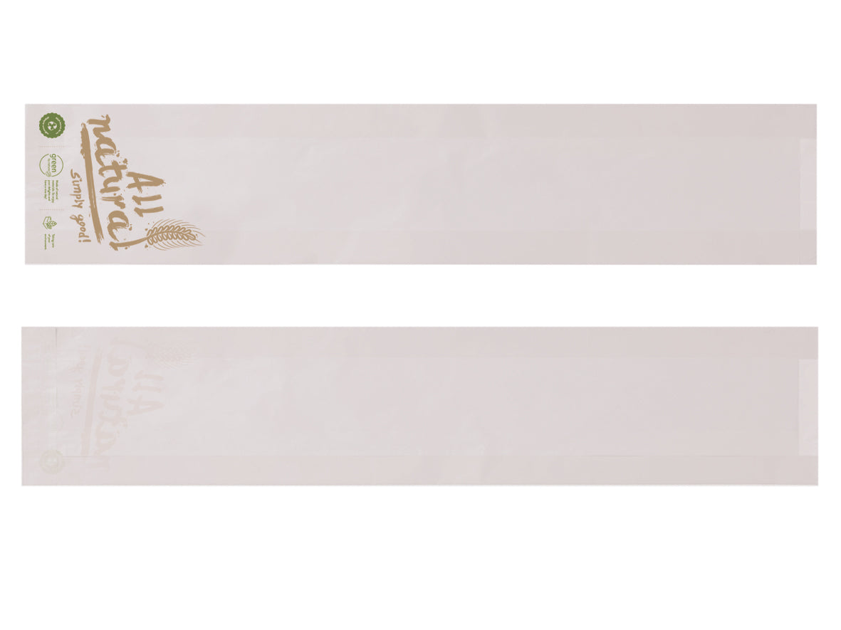 Baguettebeutel Faltenbeutel weiss ALL NATURAL 12+5x58cm - 1000 Stück