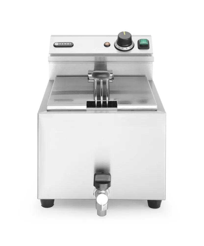 Fritteuse Profi Line mit Ablasshahn, 8 l, HENDI, Profi Line, 8L, Hellgrau, 230V/3500W, 305x515x(H)354mm
