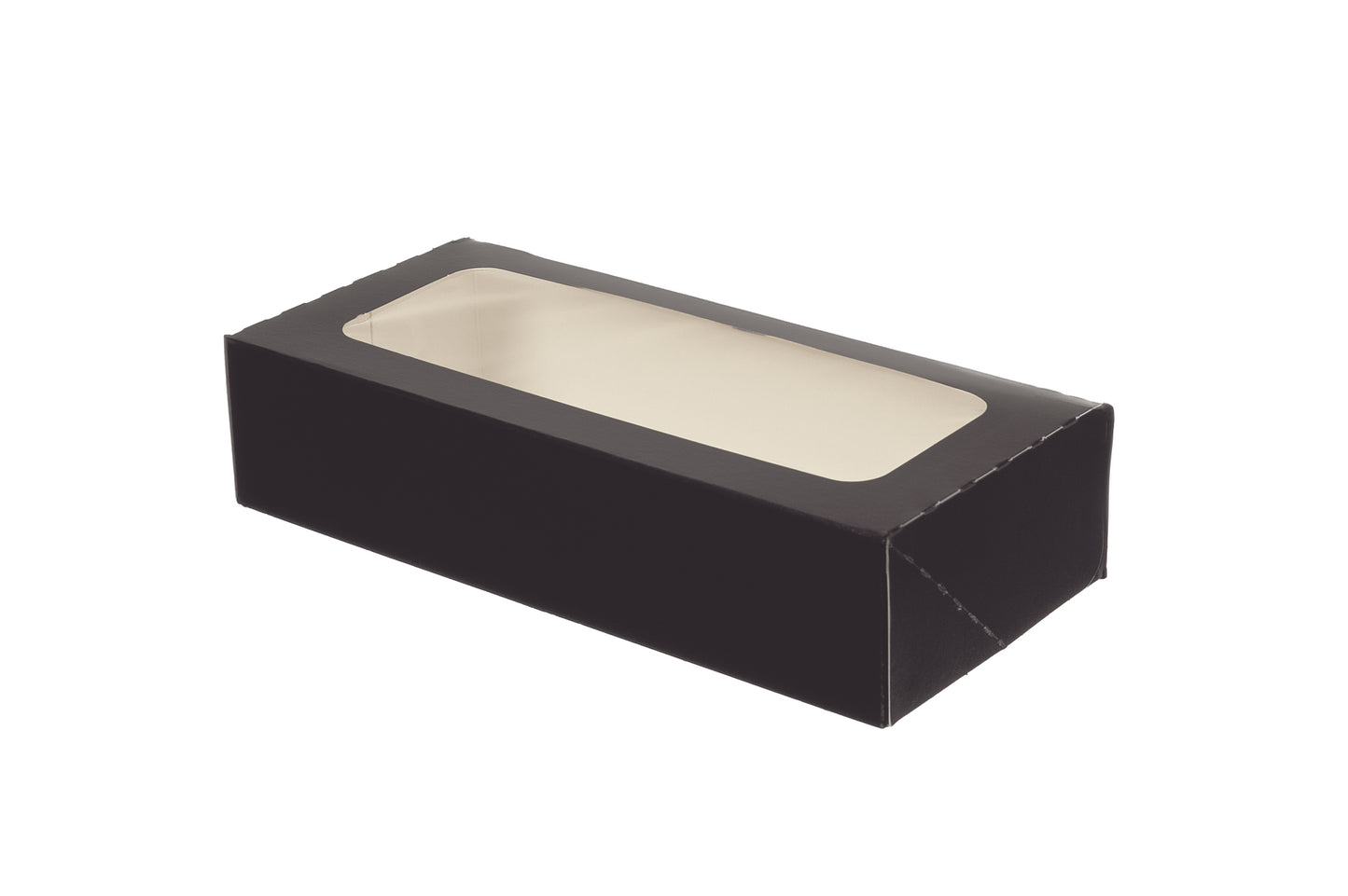 Sushibox Pappe mit Sichtfenster Schwarz 220x100x50mm - 240 Stück