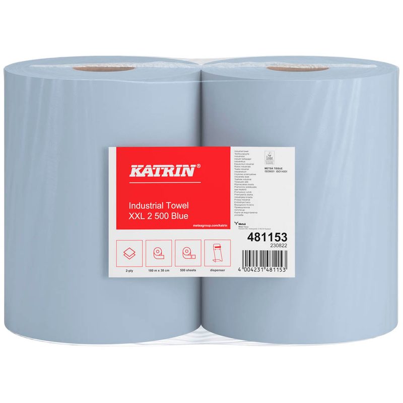 Putzrolle XL blau 2-lagig 500 Blatt 38x36cm - 2 Rollen