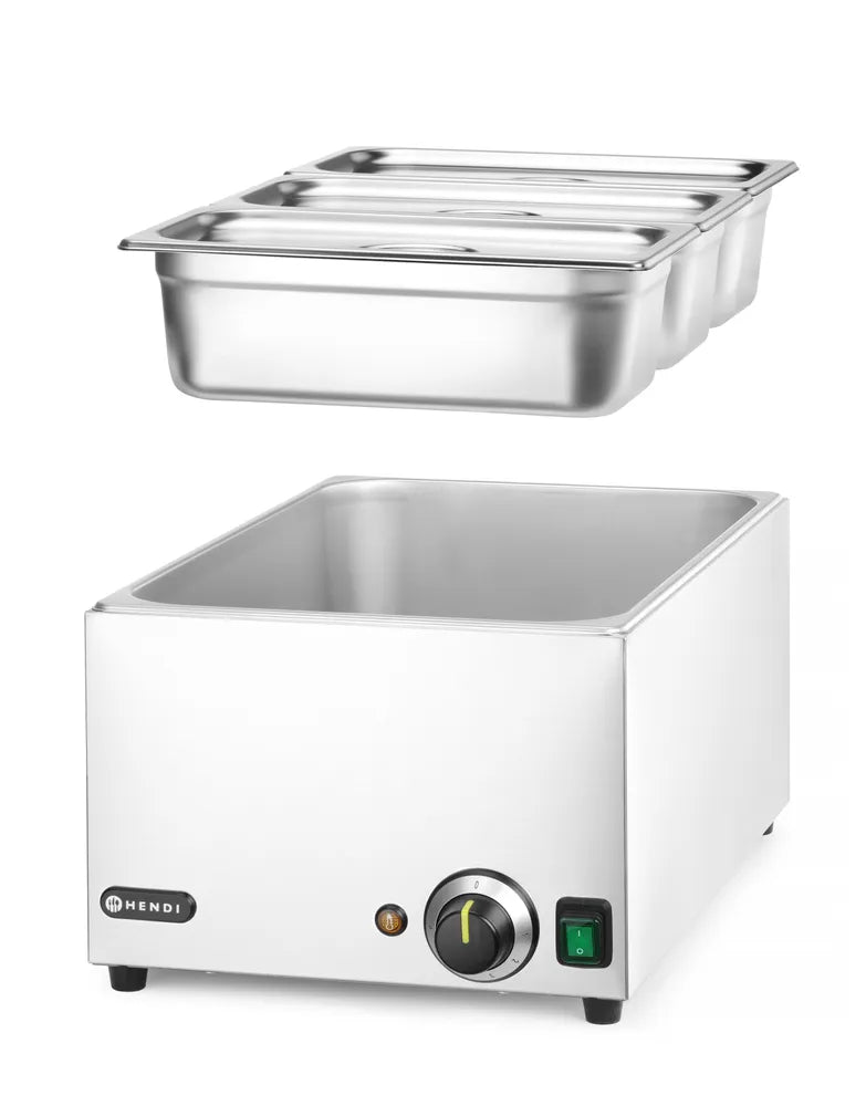 Set: Bain-Marie Ranger + 3x GN 1/3 Behälter mit Deckel, HENDI, GN 1/1, 230V/1000W, 590x332x(H)242mm