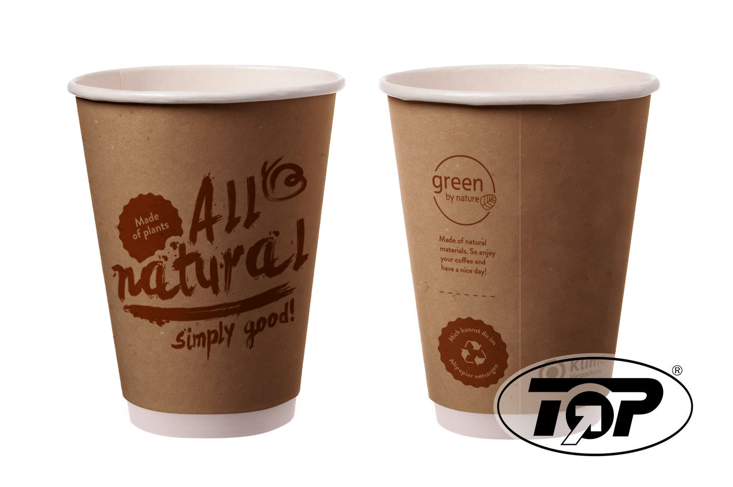 Bio Kaffeebecher To Go Recycle Me XL 0,30l Ø 90mm - 1000 Stück