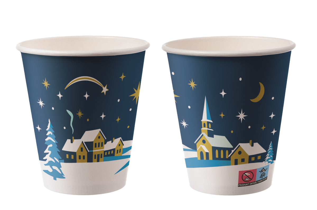 Trinkbecher Glühweinbecher XL Winter 0,30l Pappe - 1000 Stück