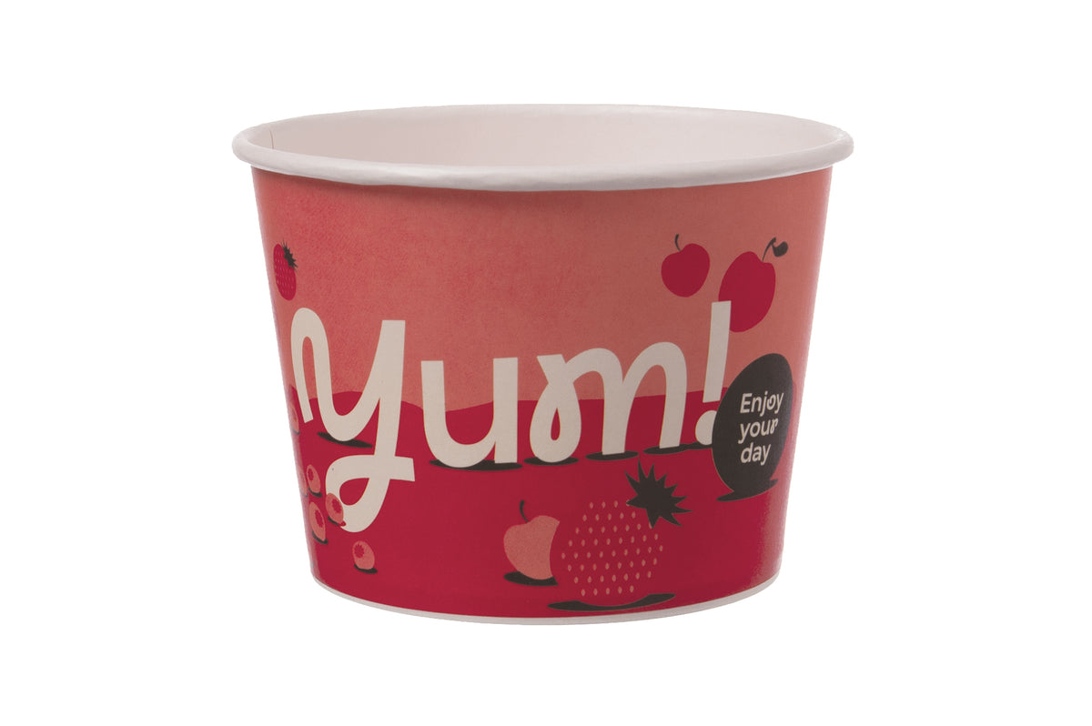 Eisbecher Pappe rot Motiv Früchte 500ml - 900 Stück