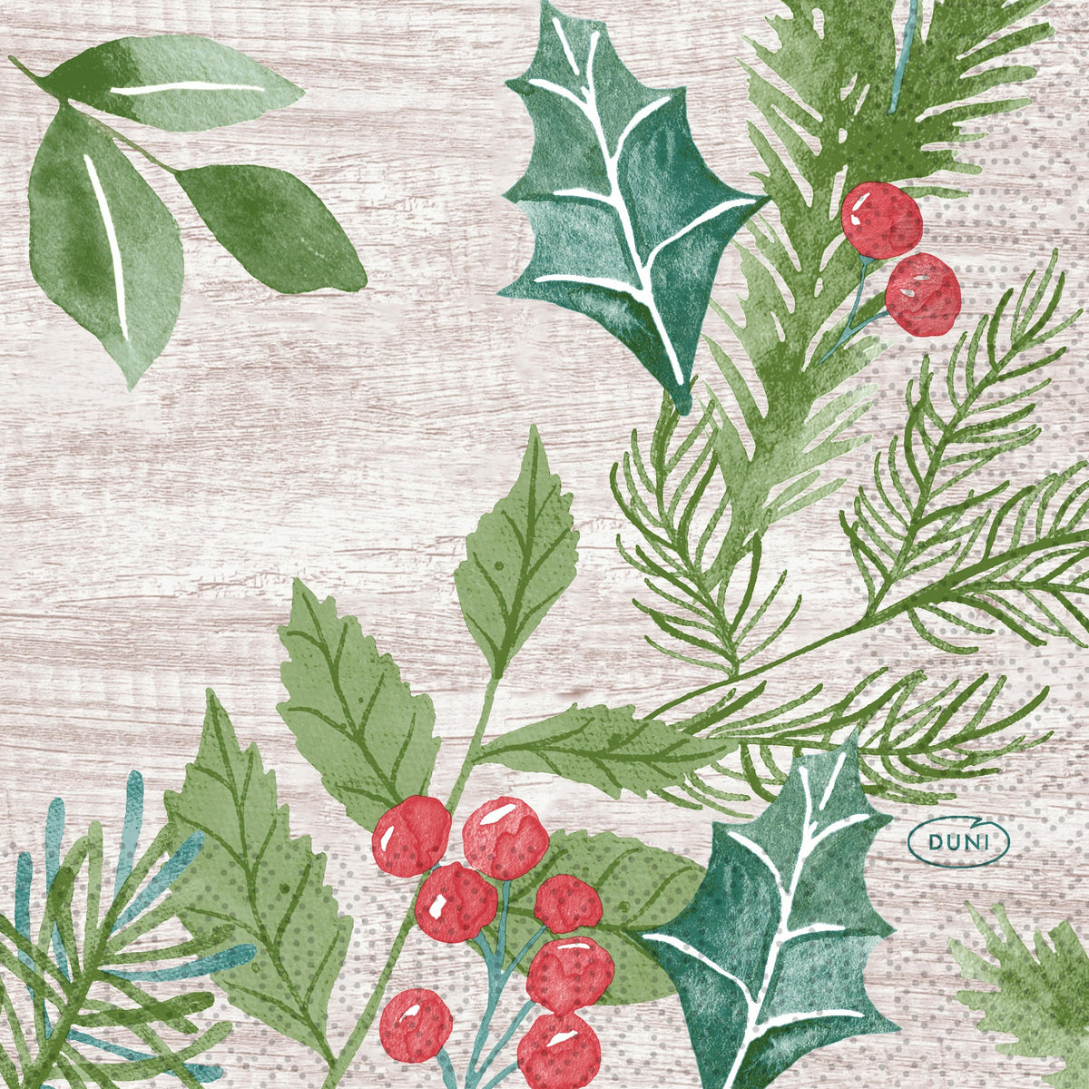 Servietten 24x24cm 3-lagig 1/4 Falz Winter Greenery - 250 Stück