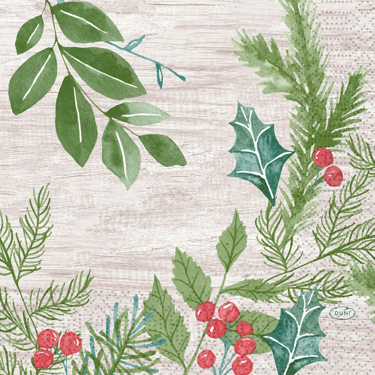 Servietten 33x33cm 3-lagig 1/4 Falz Winter Greenery - 50 Stück