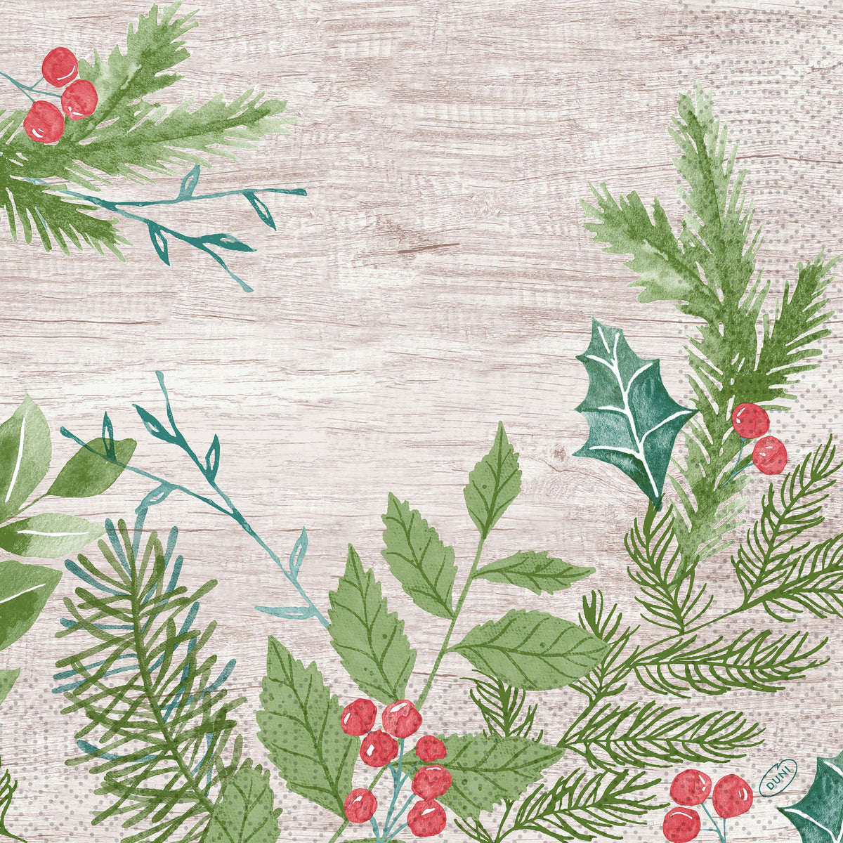 Servietten 40x40cm 3-lagig 1/4 Falz Winter Greenery - 250 Stück