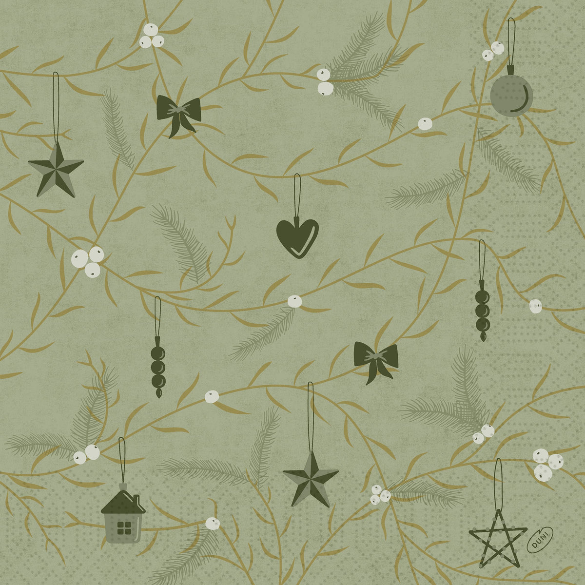 Servietten 40x40cm 3-lagig 1/4 Falz Noel Pistachio - 250 Stück
