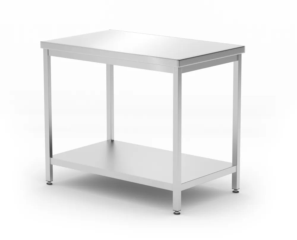 Mitteltisch mit Ablage – verschraubt, Tiefe 600 mm, HENDI, Profi Line, 1800x600x(H)850mm