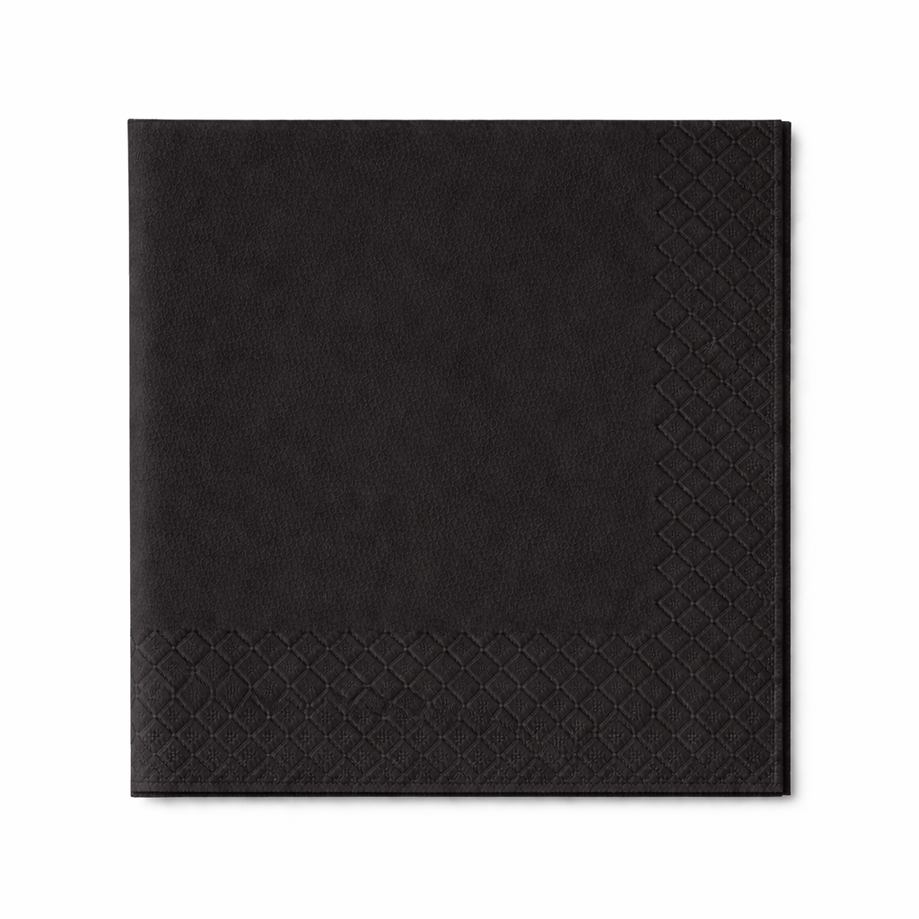 Servietten 33x33cm 3-lagig 1/4 Falz Schwarz - 1600 Stück