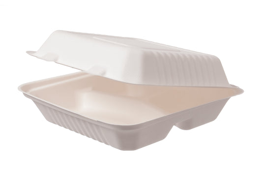 Menübox groß 3-geteilt Holzfaser 245x245x75mm - 200 Stück