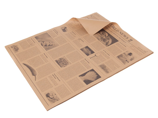 Einschlagpapier Pergamentersatz Newspaper braun 1/4 38x50cm - 1000 Stück