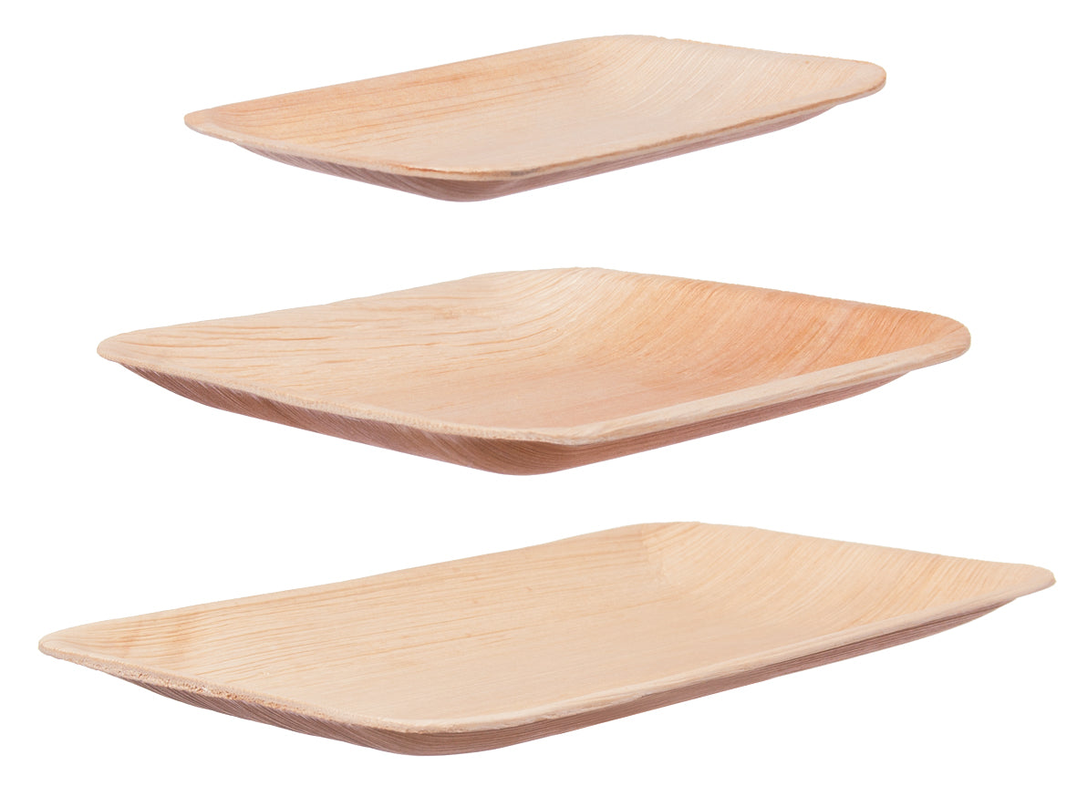 Bio Palmblatt Geschirr Teller eckig 12,5x17,5x1,5cm - 200 Stück