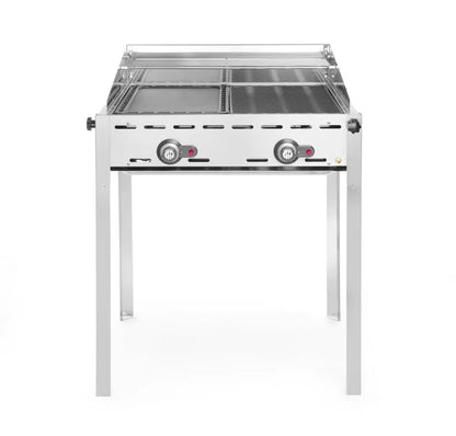 Grillsystem Green Fire mit 2 Brennern, HENDI, Profi Line, 2 Edelstahl Grillroste GN 1/1, 11,6kW, 740x612x(H)825mm