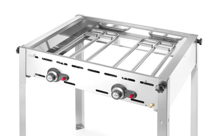 Grillsystem Green Fire mit 2 Brennern, HENDI, Profi Line, 2 Edelstahl Grillroste GN 1/1, 11,6kW, 740x612x(H)825mm