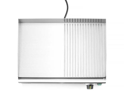 Grillplatte halb gerillt, HENDI, Kitchen Line, 220-240V/2400W, 527x404x(H)233mm