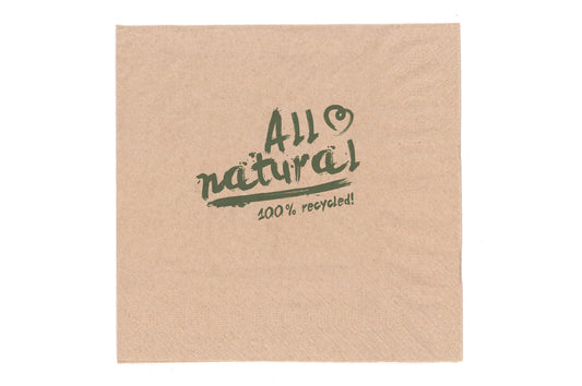 Servietten 24x24cm 2-lagig 1/4 Falz Braun ALL NATURAL - 4000 Stück
