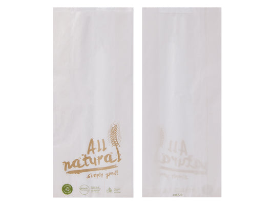 Bäckerbeutel Faltenbeutel weiss ALL NATURAL 20+10x35cm - 1000 Stück