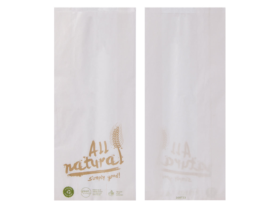 Bäckerbeutel Faltenbeutel weiss ALL NATURAL 20+7x32cm - 1000 Stück
