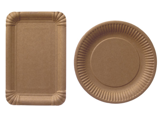 Pappteller eckig braun Fettbarriere 24x34cm - 250 Stück