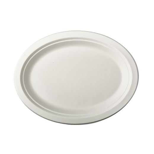 Einweg Teller oval ungeteilt Holzfaser 26x19cm - 500 Stück