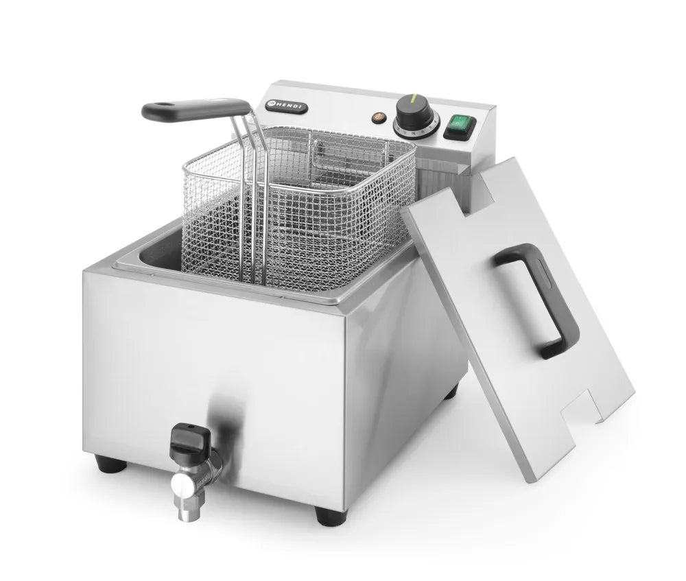 Fritteuse Profi Line mit Ablasshahn, 8 l, HENDI, Profi Line, 8L, Hellgrau, 230V/3500W, 305x515x(H)354mm