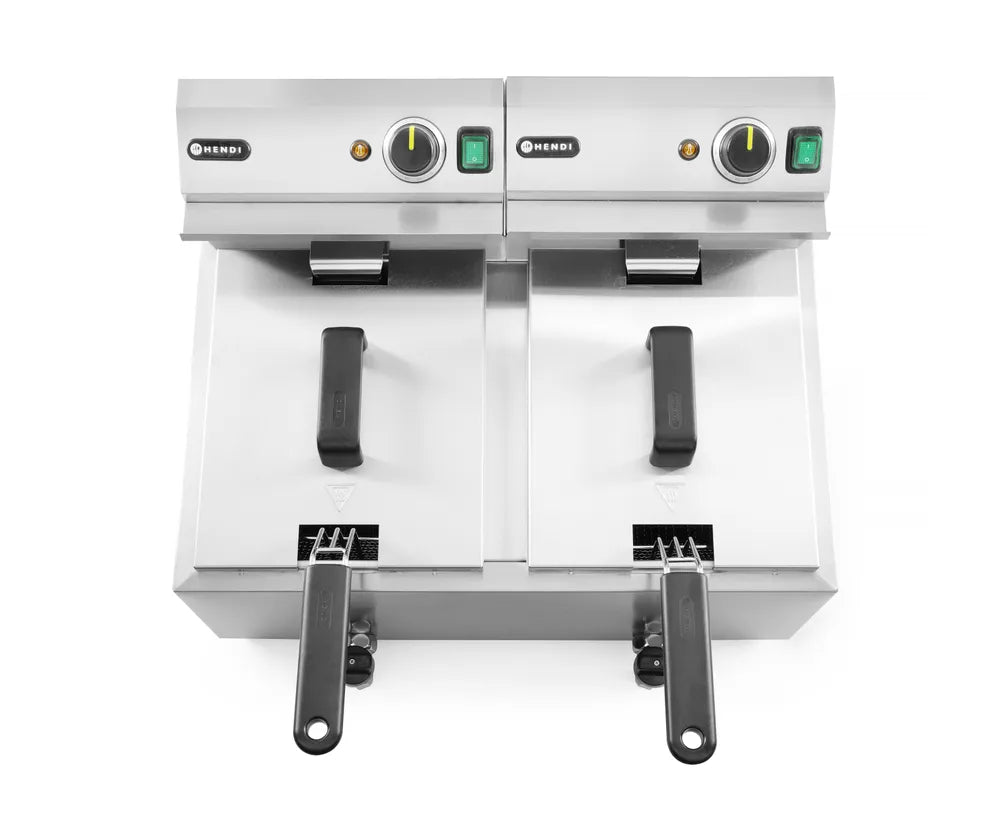 Fritteuse Profi Line mit Ablasshahn, 2×8 l, HENDI, Profi Line, 16L, 230V/7000W, 610x515x(H)369mm