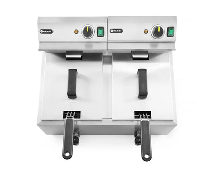Fritteuse Profi Line mit Ablasshahn, 2×8 l, HENDI, Profi Line, 16L, 230V/7000W, 610x515x(H)369mm