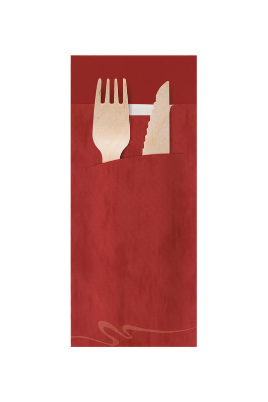 Bestecktasche mit Serviette Bordeaux 200x85mm - 520 Stück