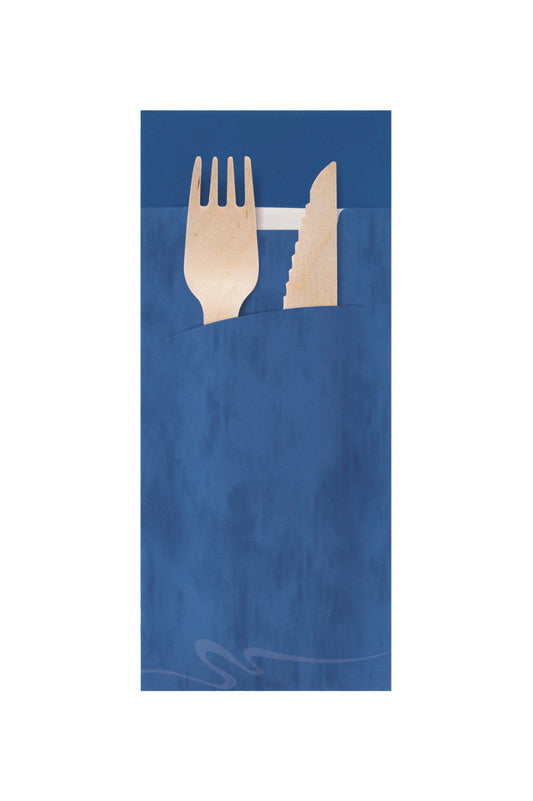Bestecktasche mit Serviette Blau 200x85mm - 520 Stück