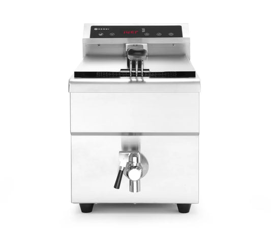 Induktionsfritteuse mit Ablasshahn - 8 l, HENDI, 8L, Hellgrau, 230V/3500W, 288x619x(H)408mm