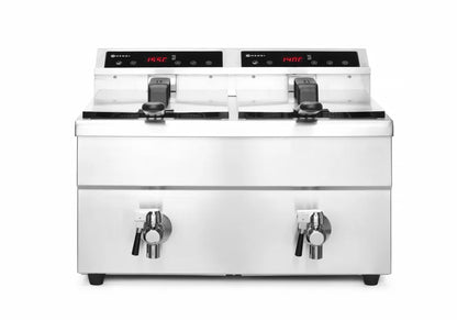 Induktionsfritteuse - mit Ablasshahn 2x8 l, HENDI, Profi Line, 16L, 230V/7000W, 577x609x(H)410mm