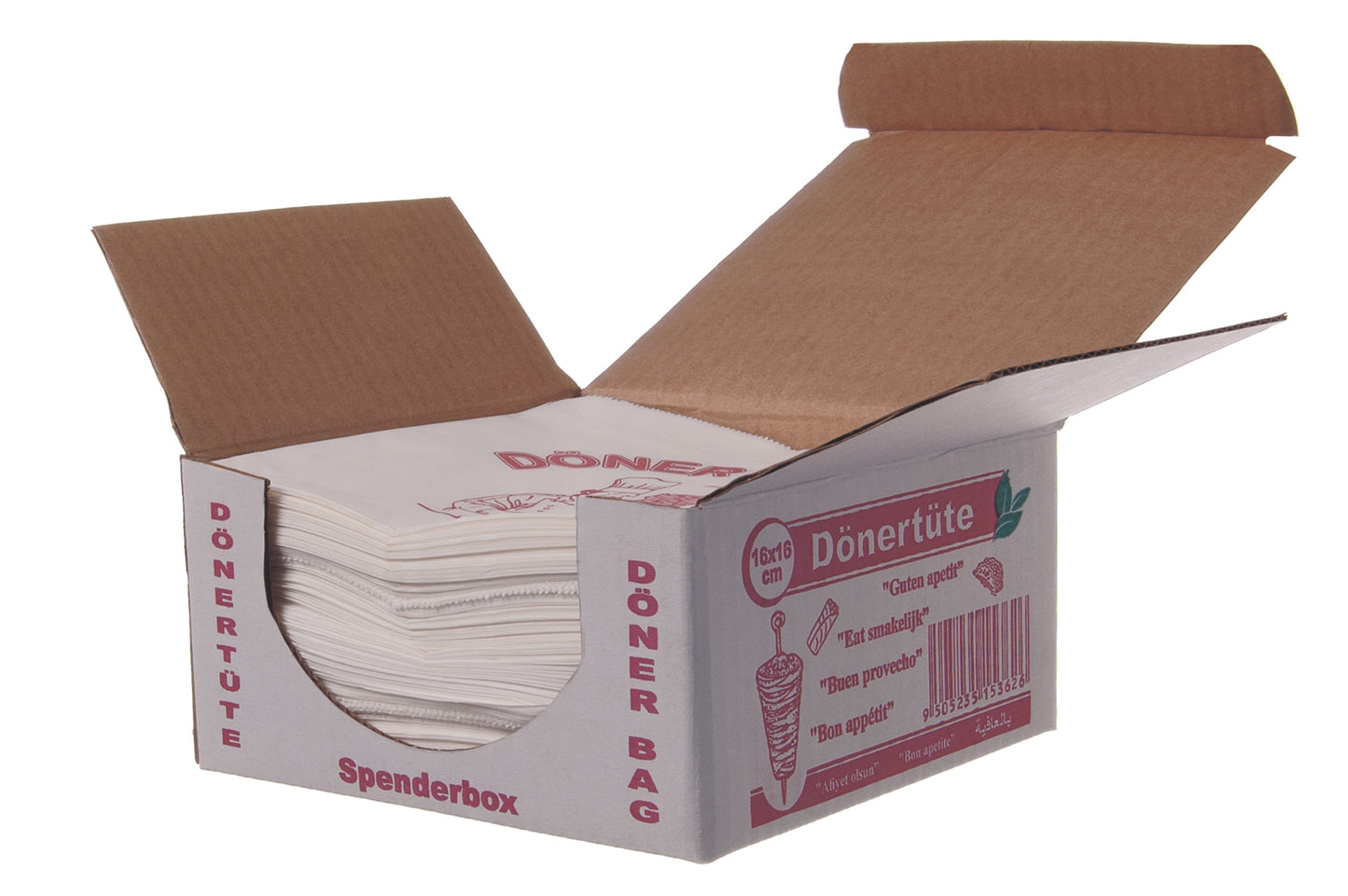 Döner Kebap Beutel 16x16cm Spenderkarton - 4x1kg