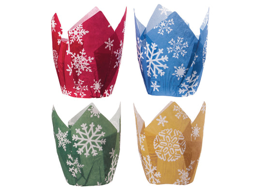 Tulip Cup Backformen Weihnachten (Rot, Blau, Grün, Gold) - 1000 Stück