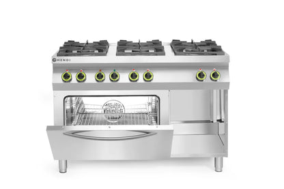 Gasherd Kitchen Line 6-flammig mit Ofen GN 1/1, HENDI, Kitchen Line, 230V/3000W, 28,5kW, 1200x722x(H)900mm