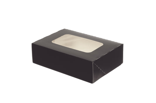 Sushibox Pappe mit Sichtfenster Schwarz 160x100x50mm - 330 Stück