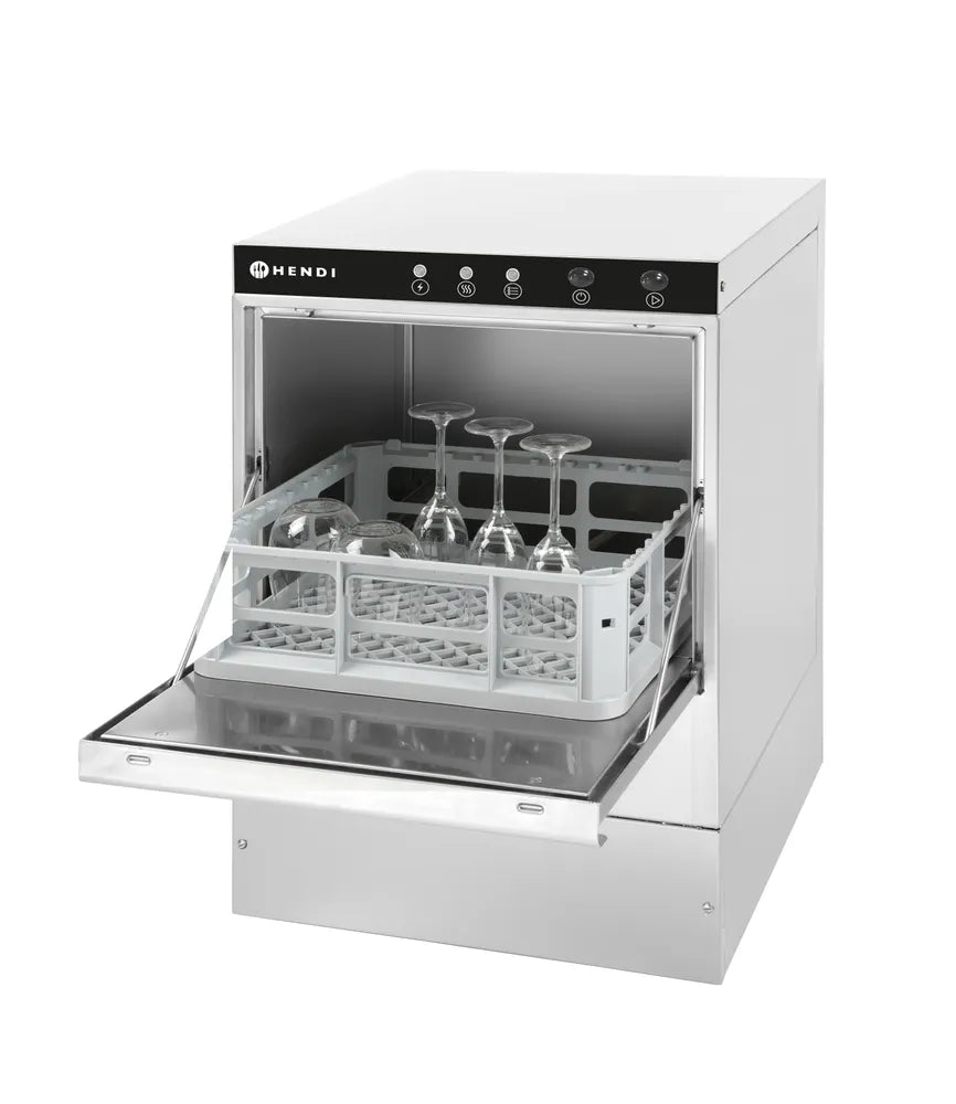 Geschirrspüler 40x40 - elektromechanische Steuerung, HENDI, mit Laugen- + Spülmittelpumpe, 230V/2800W, 470x510x(H)710mm