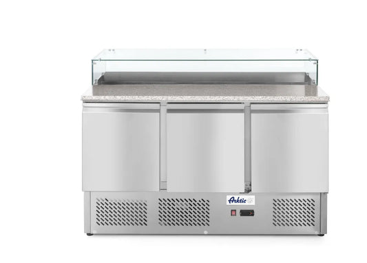 Pizzatisch, dreitürig 380L, Arktic, 230V/310W, 1378x702x(H)1155mm