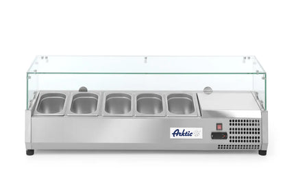 Aufsatz-Kühlvitrine Gastronorm 1/4, Arktic, 5x GN 1/4, 230V/180W, 1205x335x(H)460mm