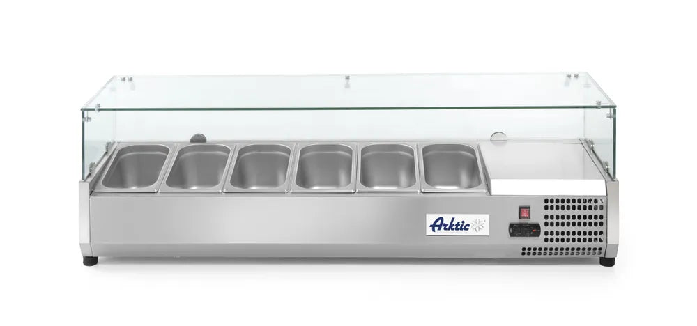 Aufsatz-Kühlvitrine Gastronorm 1/3, Arktic, 4x GN 1/3, 230V/180W, 1208x400x(H)456mm