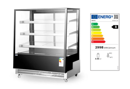 Kühlvitrine mit 3 geneigten Regalen, Arktic, 650L, Schwarz, 230V/490W, 1200x833x(H)1460mm
