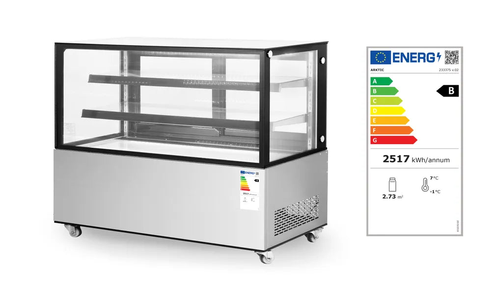 Kühlvitrine mit 2 Regalen, Arktic, 410L, 230V/490W, 1224x677x(H)1230mm