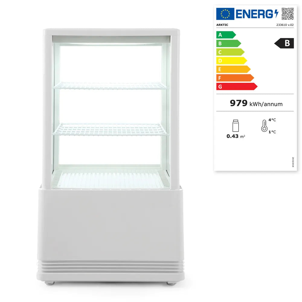 Aufsatz-Kühlvitrine 58 Liter, Arktic, Weiß, 230V/170W, 452x406x(H)830mm