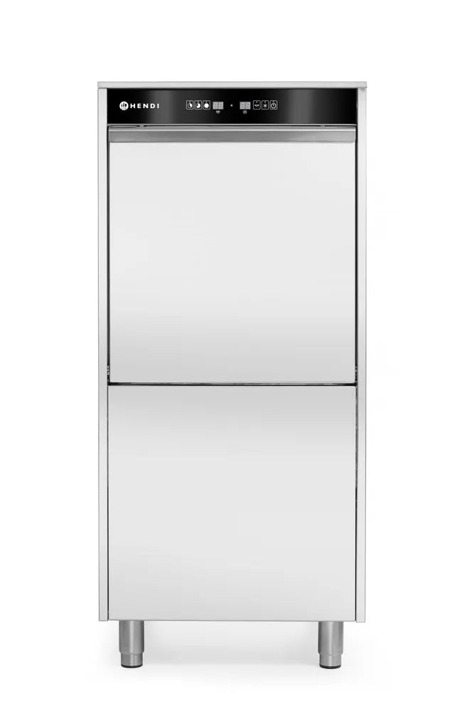 Geschirrspüler 50x60 für Tabletts und Töpfe – elektronisch gesteuert, mit Waschmitteldosiersystem und Ablaufpumpe, HENDI, 400V/7100W, 595x777x(H)1335mm