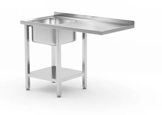 Tisch mit Spüle, Ablageboden und Platz für Geschirrspüler, HENDI, links, 1200x700x(H)850mm