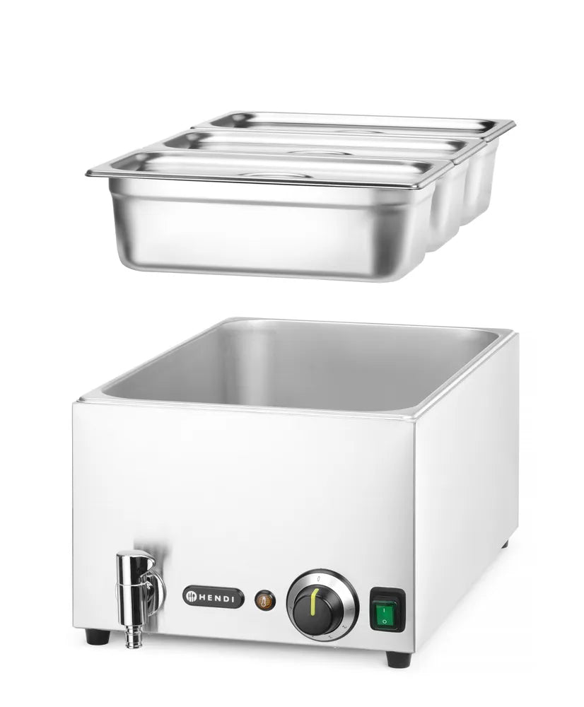 Wasserbad-Set mit Ablasshahn Ranger, HENDI, GN 1/1, 230V/1000W, 605x332x(H)242mm