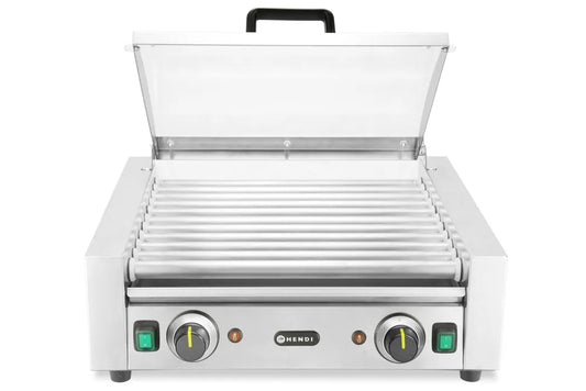 Rollengrill - 2 Zonen mit Energiesparabdeckung, HENDI, 11 Rollen, 220-240V/980W, 566x527x(H)259mm